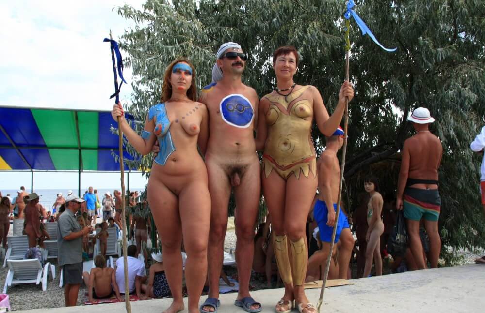Three Painted Girl Poses pics - Naturism teaches respect for the natural world and for others
