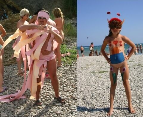Natural Mud Camouflaging pics - Nature and nudism are the best home for a person
